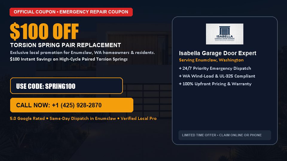 Isabella Garage Door Expert $100 OFF Dual Torsion Spring Replacement